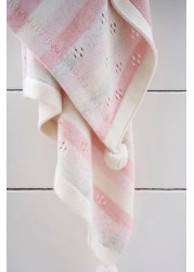 The White Company Pink Striped Cotton Cashmere Blanket