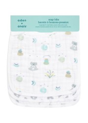 aden + anais White Cotton Muslin Now + Zen Snap Bibs 3 Pack