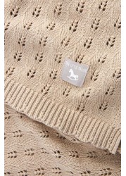 The Little Tailor Fawn Pointelle Natural Blanket