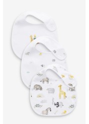 3 Pack Cotton Safari Baby Bibs