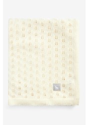 The Little Tailor Cream Pointelle Blanket