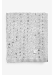 The Little Tailor Grey Pointelle Blanket