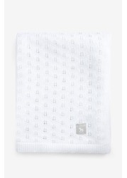 The Little Tailor White Pointelle Blanket