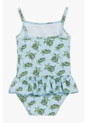 Trotters London Blue Turtle Peplum Swimsuit