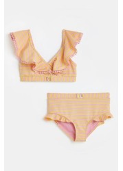 River Island Pink Light Og Textured Stripe Bikini