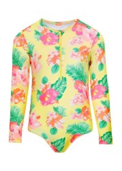 Sunuva Yellow Hibiscus Long Sleeve Surfsuit