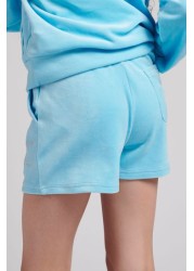 Juicy Couture Blue Diamante Velour Shorts