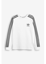 تي شيرت أبيض بأكمام طويلة من adidas Originals