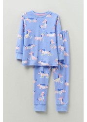 مجموعة ملابس Crew Clothing Company Blue Pj كم طويل Lola Aop Pyjamas