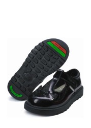 ToeZone Black Patent T-Bar Unicorn Novelty School Shoes