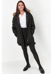 Kylie Black Teen Parka Coat