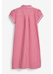 Button Front Lace Gingham School Dress (3-14yrs)