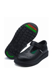 ToeZone Black One Strap T-Bar Star Detail Vegan School Shoes