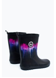 Hype. Kids Black Drips Crest Wellies