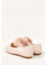 Monsoon Pink Textured Corsage Walker Shoes