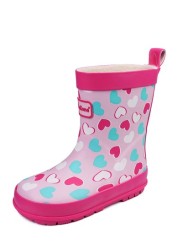 ToeZone Pink Love Heart Print Wellies