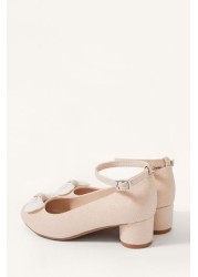 Monsoon Nude Pink Shimmer Pearl Bow Heel Shoes