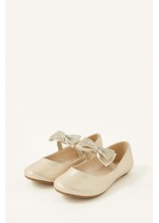 Monsoon Gold Tone Textured Bow Ballerina Flats