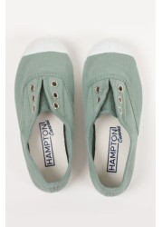 Trotters London Green Plum Canvas Shoes