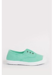 Trotters London Green Plum Canvas Shoes