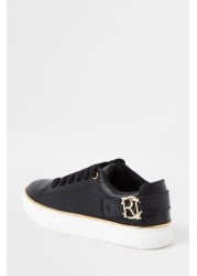 River Island Black Og Ri Buckle Plim Shoes