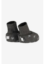 The Little Tailor Grey Rocking Horse Jersey Booties