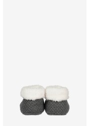 The Little Tailor Charcoal Grey Knitted Plush Lined Booties