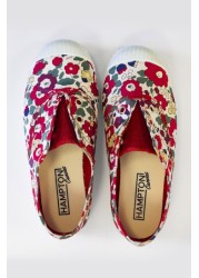 Trotters London Red Betsy Liberty Plum Canvas Shoes