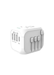 ALISSA-All in One AC Outlet Power Plug Adapter 3 USB + 1 Type C Charging Ports, White.