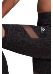 adidas Train All Over Black Leopard Print Leggings