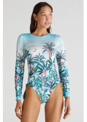 Aqua Blu Floral Tropical Grace One Piece Swimsuit