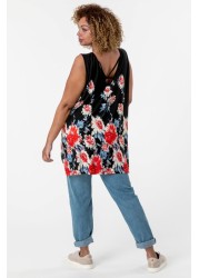 Roman Curve Floral Border Asymmetric Vest Top