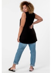 Roman Curve Plain V-Neck Vest Top