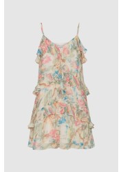 Reiss Ida Floral Print Chiffon Mini Dress