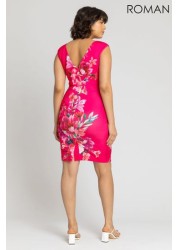 Roman Floral Border Print Scuba Shift Dress