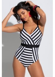 Pour Moi Stripe Panelled Control Swimsuit