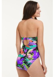 Figleaves Purple Floral Santa Monica Tummy Control Swimsuit