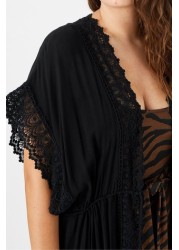 Accessorize Black Lace Trim Kimono