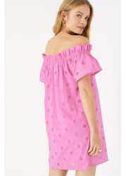 Accessorize Schiffli Pink Organic Cotton Bardot Dress