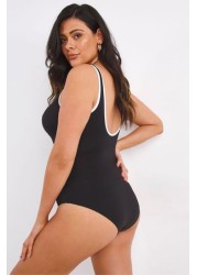 Simply Be Black Magisculpt Twist Front Plunge Swimsuit