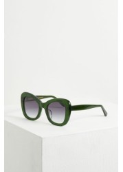 Oliver Bonas Green Butterfly Glam Acetate Sunglasses