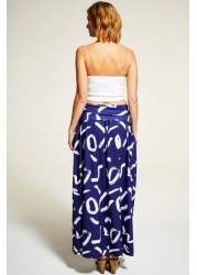 HotSquash Navy/White Roll Top Maxi Skirt