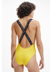 Calvin Klein Yellow Scoop Back One Piece Swimsuit