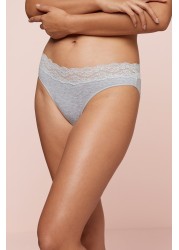 Lace Trim Cotton Blend Knickers 4 Pack High Leg