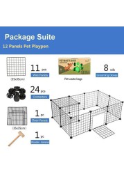 Generic 12 Panels Pet Playpen Diy Fence Cage Metal Wire Exercise Pen Pet Kennel Crate Indoor For Small Animals Bunnies Rabbits Puppies (12 Panels)