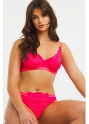 Figleaves Women Neon Pink Harper Geometric Lace Full Cup Underwired Bra