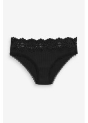 Lace Rib Knickers 3 Pack Brazilian