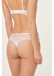 Microfibre And Lace Knickers Thong