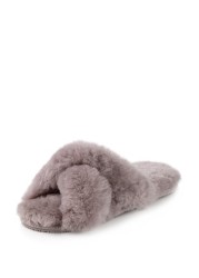 Just Sheepskin Daisy Cross Over Open Toe Slider Slipper