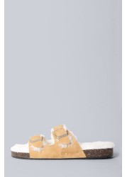 Animal Yellow Warm Lined Sliders